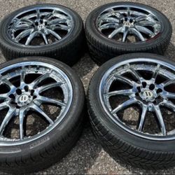 18” CHROME UNIVERSAL DODGE FORD CHEVY BMW CHRYSLER WE FINANCE RIMS WHEELS TIRES SET PACKAGE 4-LUG 