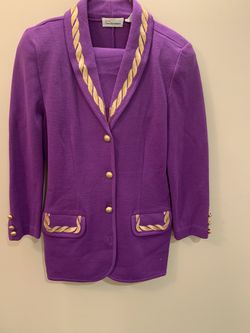 Purple Wool Blazer and Skirt - Dana Buchanan