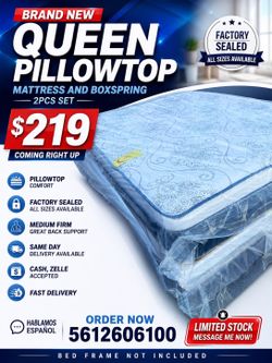 🟢NEW QUEEN PILLOWTOP SET $219