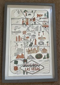 Rare Las Vegas Illustrated Art Print – Framed – Artist Initialed – $500 OBO