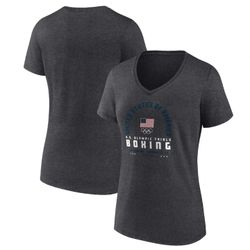 Team USA Fanatics Women's Sparring Arch Boxing Trials V-Neck T-Shirt - Heather Charcoal Size M