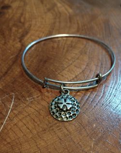 Alex and Ani Lucky Golf Ball 4 Leaf Clover Charm Silver Tone Bracelet Bangle