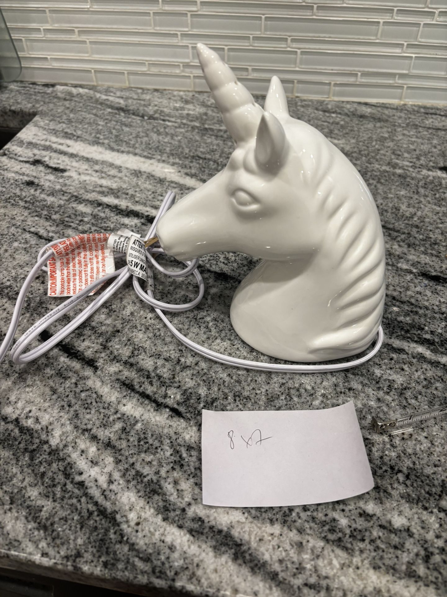 White unicorn table lamp