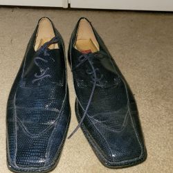 Expressions by rc blue leather dress shoes men size 12 prom 