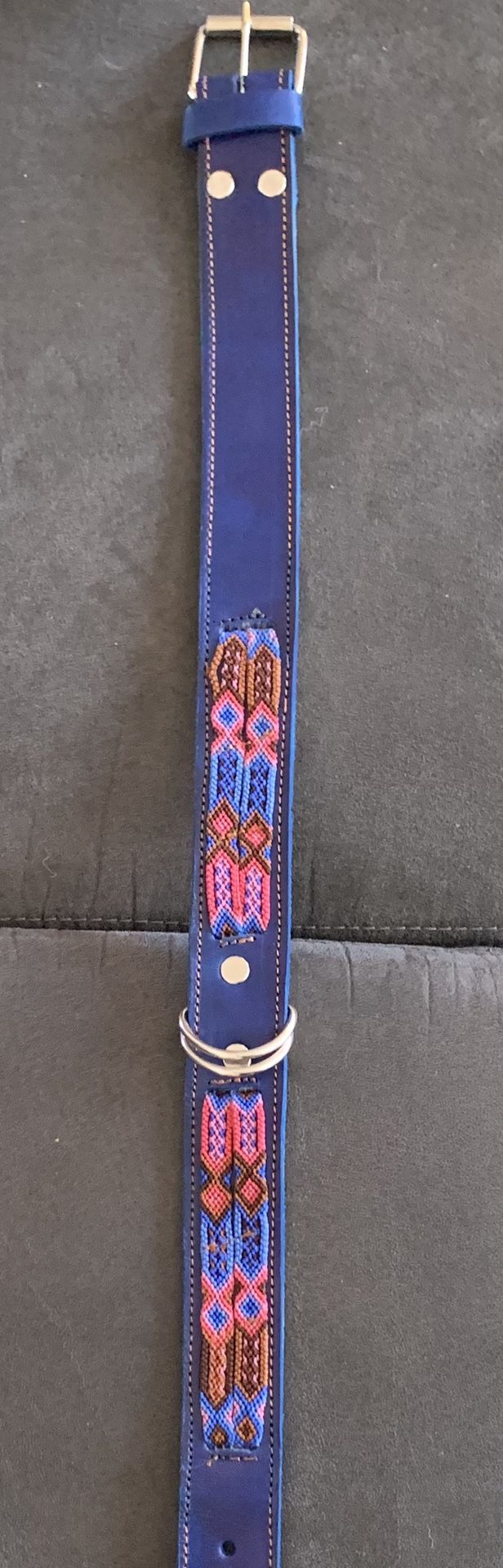 30 inches long blue dog leather collar
