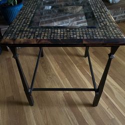 Mosaic Tile glass top accent end table . Read description