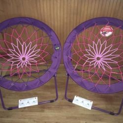 2 Purple/Pink Bungee Chairs