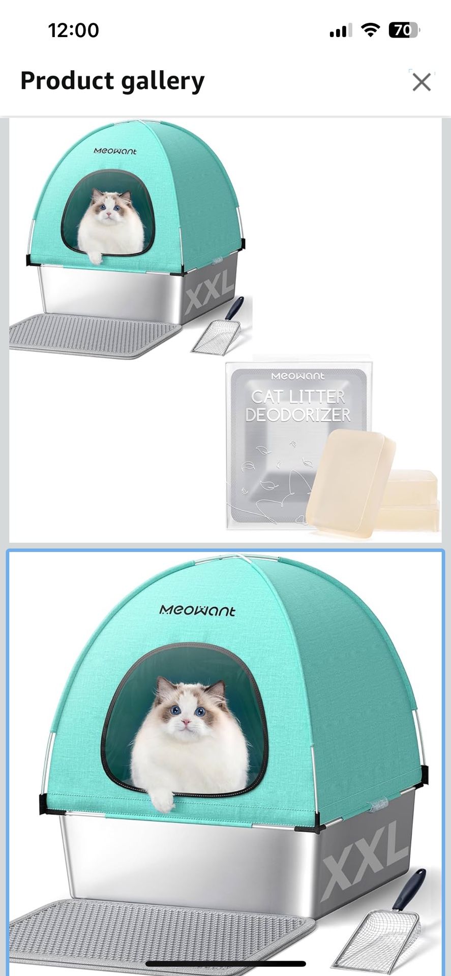 MeoWant Self-Cleaning Cat Litter Box, 75L Extra Large Open Automatic Cat Litter Box for Multi Cats, Integrated Safety Protection, APP Control, Odor Re