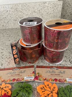 Fall Craft Supply Bundle – Ribbon & Felt Leaves