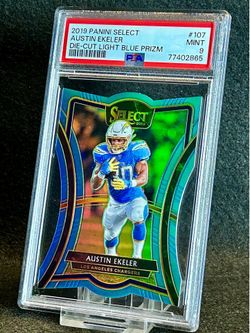 2019 Select 🔥 Austin Ekeler 🔥 Die-Cut Light Blue Prizm 97/99 PSA 9 Mint 💎 - Chargers / Washington Commanders