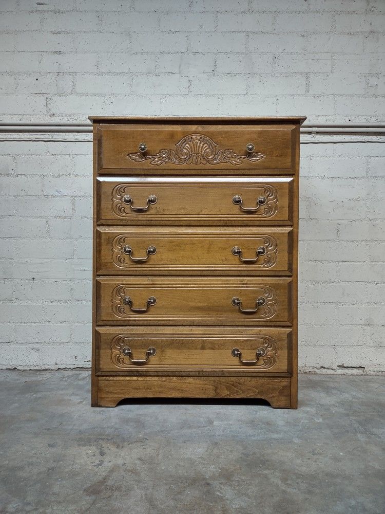 Delivery Is Available, Vintage Solid Wood Chest With 5 Storage Drawers, Dresser $230 Obo!
