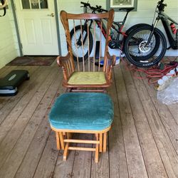 Wooden Rocker And Gliding Footstool