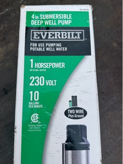 New Everbilt Submersible Water Well Pump 1hp  10gpm