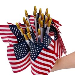 12 Pack Small American Flags Small US Flags/Mini American Flag on Stick 4x6 Inch US American Hand Held Stick Flags with Kid-Safe Spear Top, Polyester