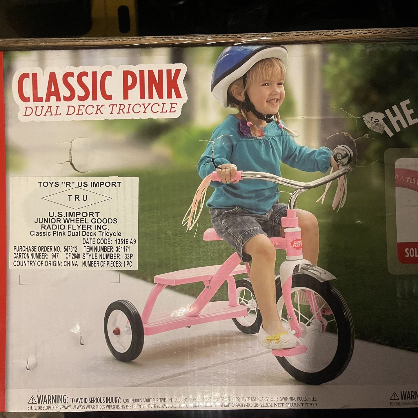 Classic pink dual deck tricycle top