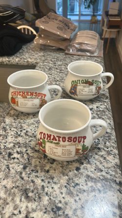 Set of 3 Vintage Recipe Soup Mugs