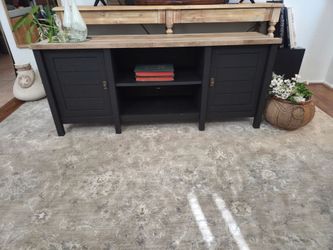 Delivery Avail. Black and Wood Media Console Sideboard