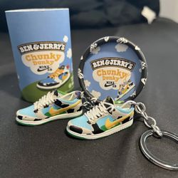 3D Sneaker Keychain- Nike Dunk Low Ben & Jerry's Chunky Dunky Mini Keychains 🔥