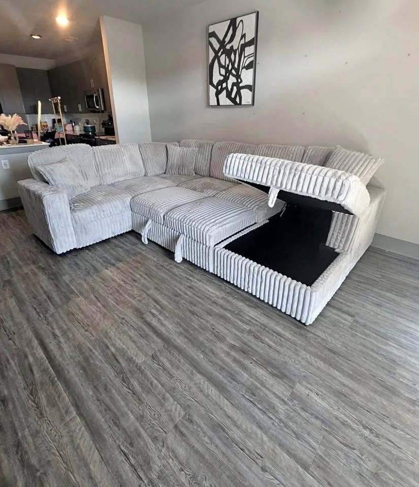 Luxury Huge Gray Sectional With Storage