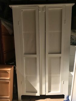 Solid Wood Cabinet W/ Frame Doors & Fabric Inset 