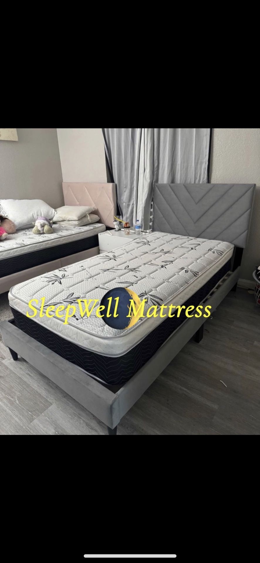 Twin Size Bed Frame With Pillow Top Mattress Included