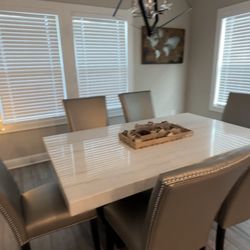 Stone Dining Room Table + 6 Chairs