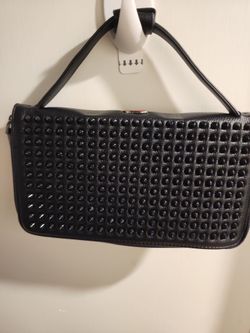 Black Studded Leather Shoulder Bag