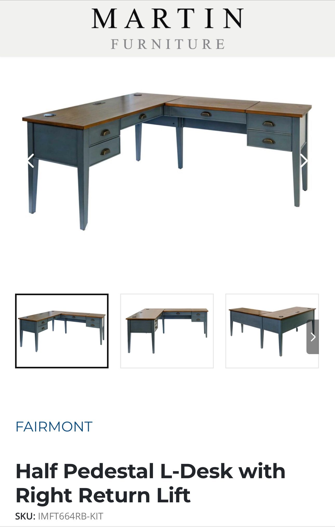 Martin Right Return Desk—Blue
