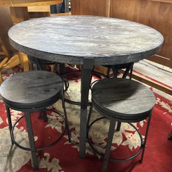 Gray Pub Top Dining Table And 4 Stools