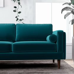 Turquoise velvet loveseat