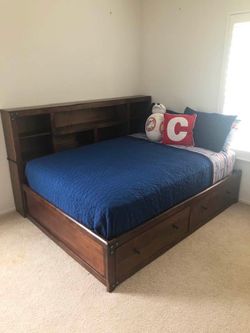 Full size bookshelf bed frame