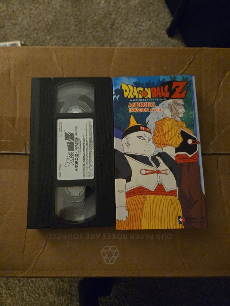VHS tape titled "Dragon Ball Z - Androids: Invasion (Uncut)"