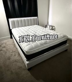 New queen bed frame with mattress