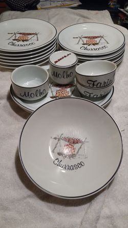 ÇHURRASCO PLATES AND SERVING DISHES AUTHENTIC OLD IN PERFECT CONDITION MADE IN BRAZIL