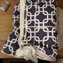 Navy & White Baby Dust Ruffle And Railing Cover