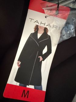 Tahari Black Long Coat Size Medium