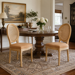 Celeste French Provincial Dining Chairs with Cane Medallion Back Set of 2