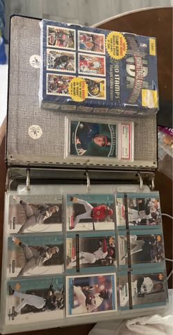 Baseball Card Binder Collection with NBA Stamps
