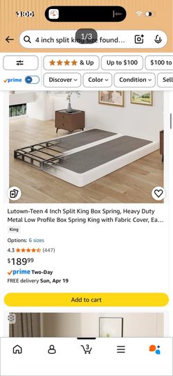King size 4 inch box foundation for bed