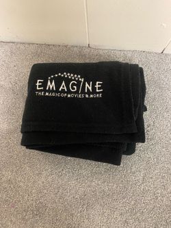 ‘Emagine the magic of movies and more’ black and white theater fleece blanket 57x33in