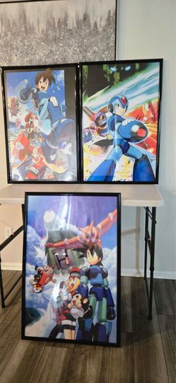 Mega Man & Mega Man Legends Framed Wall Art Posters - 37" x 25"