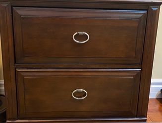 Dark Wood 2-Drawer Nightstand, cabinet