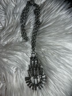 Dark Silver Skeleton Hand Pendant Necklace