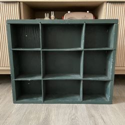 Dark Green Wood Shelf Cubby Organizer 