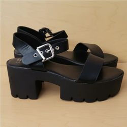 ReadySalted Chunky Platform Block Heel Sandals | Women's Size 9