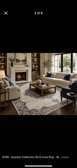 9x12 Area Rugs carpet Rugs PerSian design thick colors blue beige