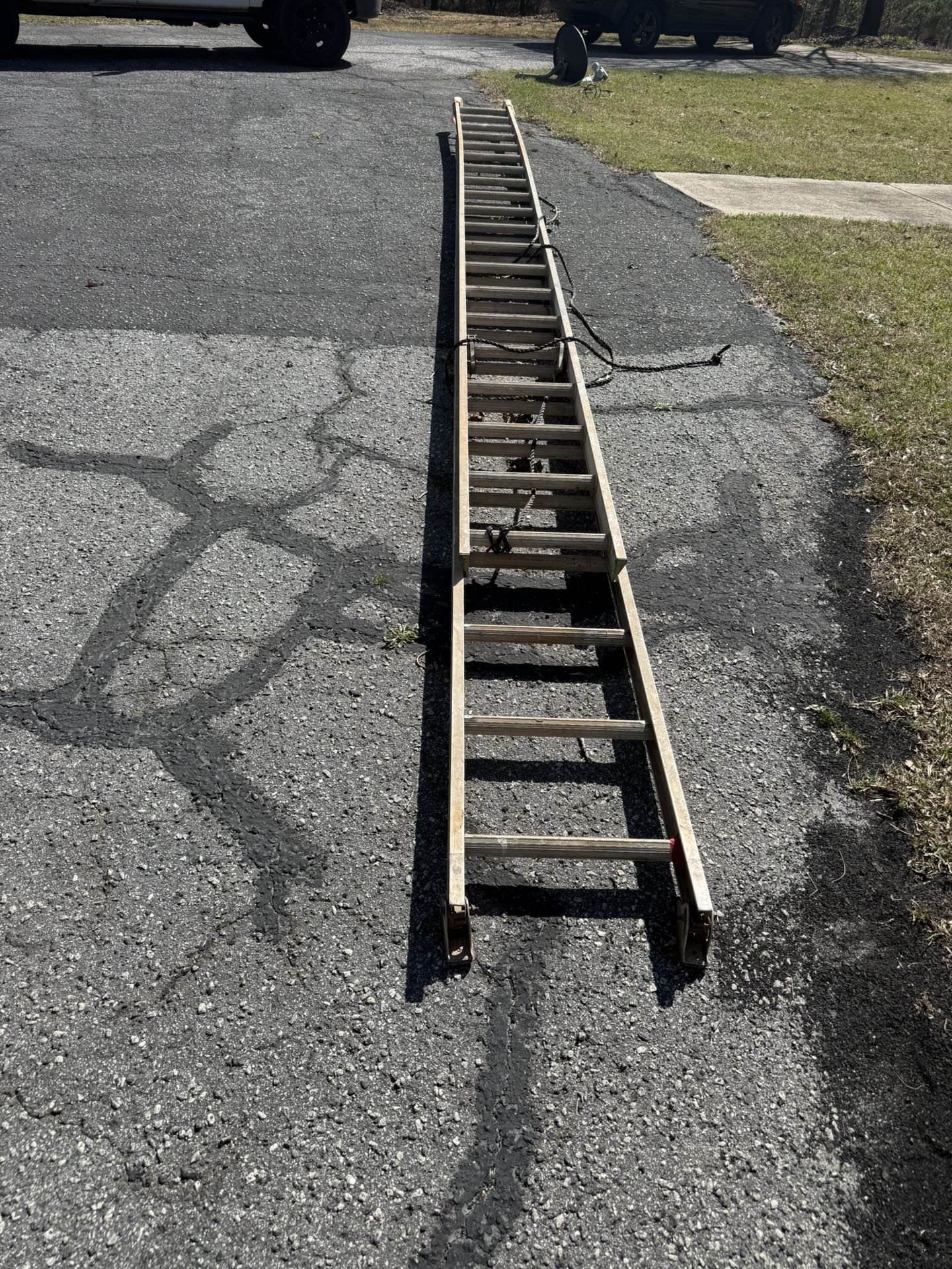 40 ft aluminum ladder and 28 ft fiberglass ladder