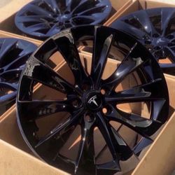 20” Tesla Model X Wheels Rims Gloss Black Factory OEM