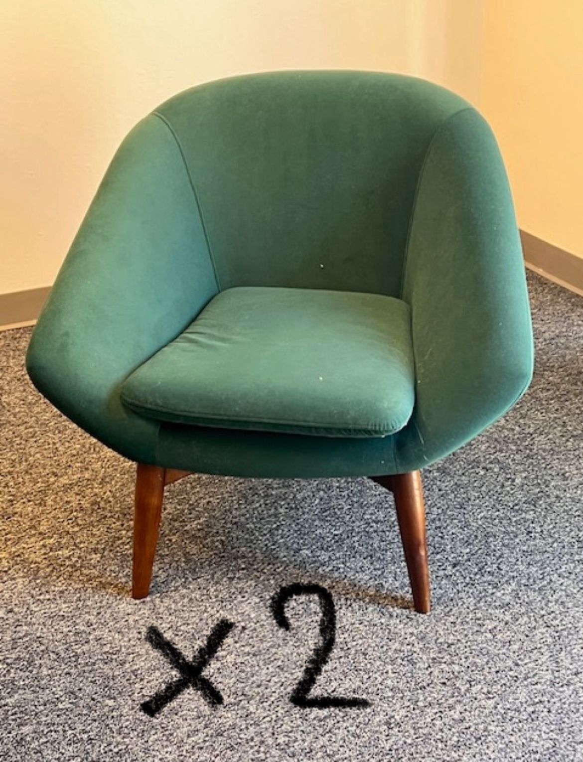 IKEA Office Desks, Coffee Table, Mid-Century Modern Teal Chairs