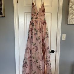 Lulus Blush Pink Floral Dress - Size Large 
